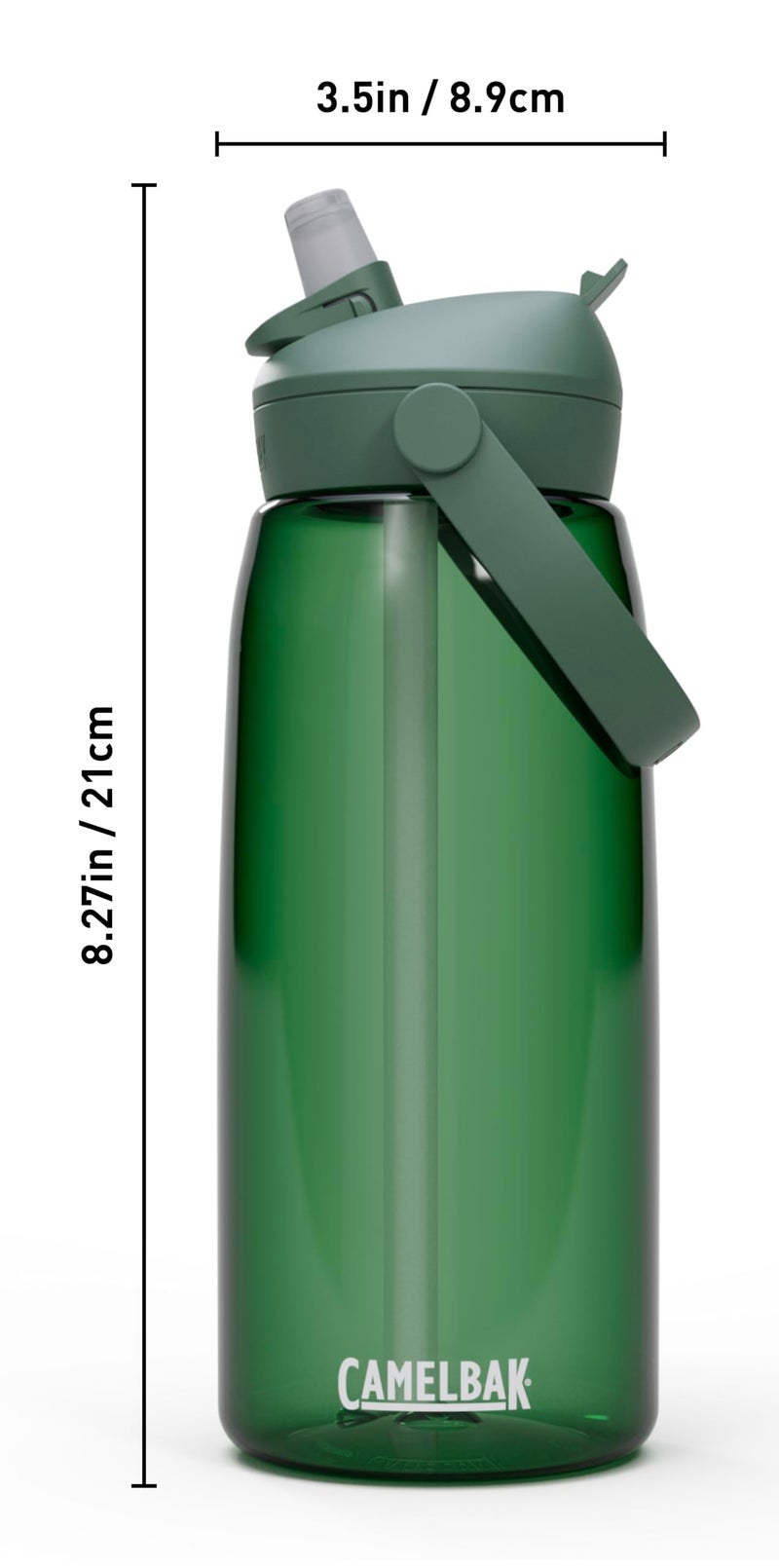 كاميلباك زجاجة مياه من CamelBak Thrive Flip Straw Tritan Renew بلون الغابة الخضراء، 32oz - Image 3